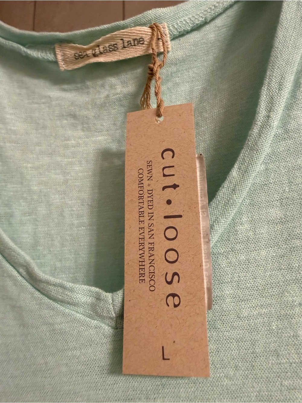 NWT Sea Glass Lane mint green V-neck sleeveless cotton/linen top, size Large - Picture 5 of 8